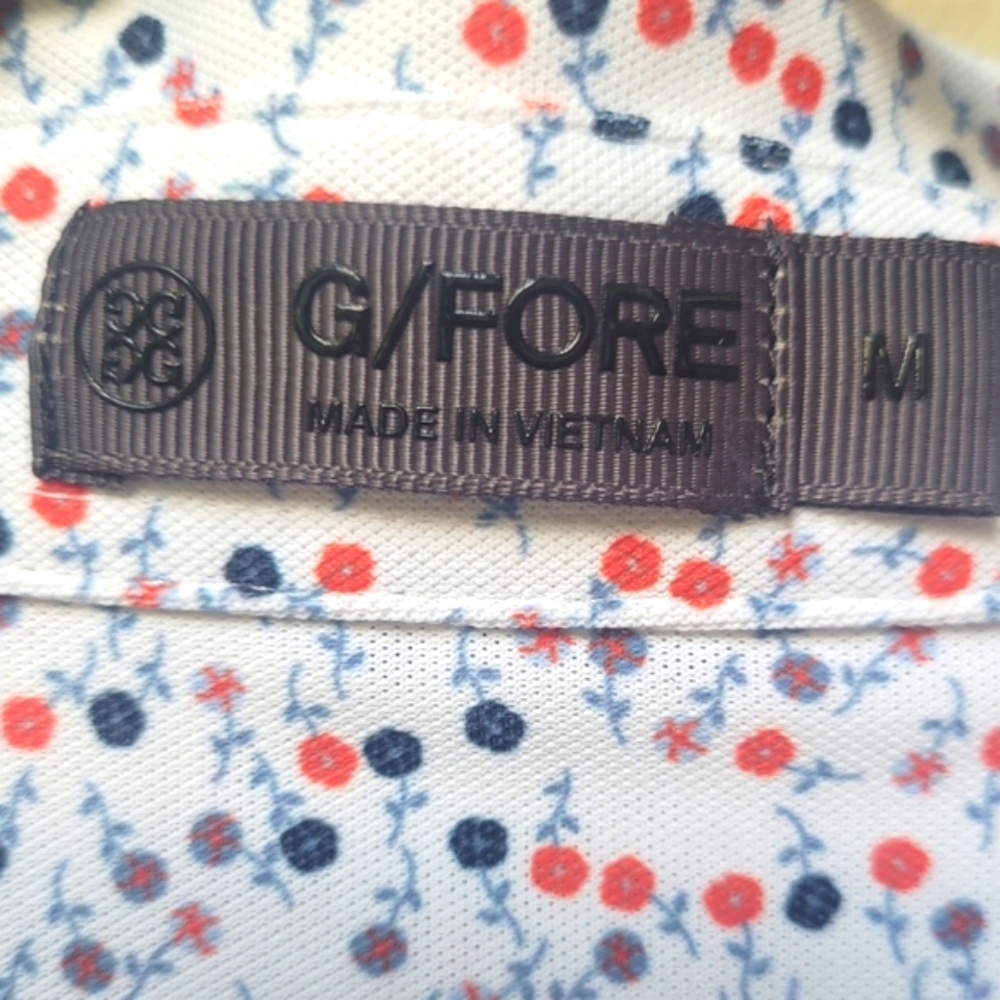 G/FORE Men's Polo Shirt - White with Red and Blue Pattern - Picture 13 of 16